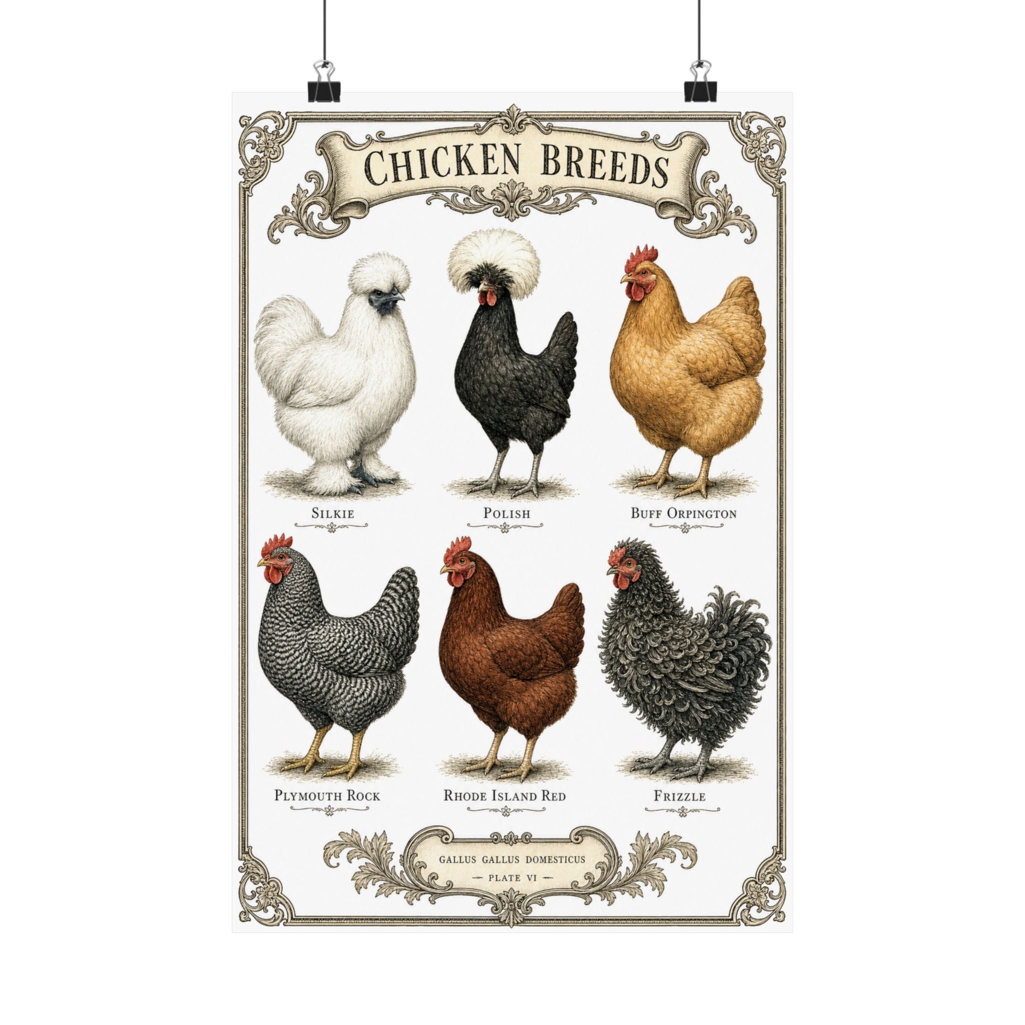 Chicken Breeds Chart Poster
