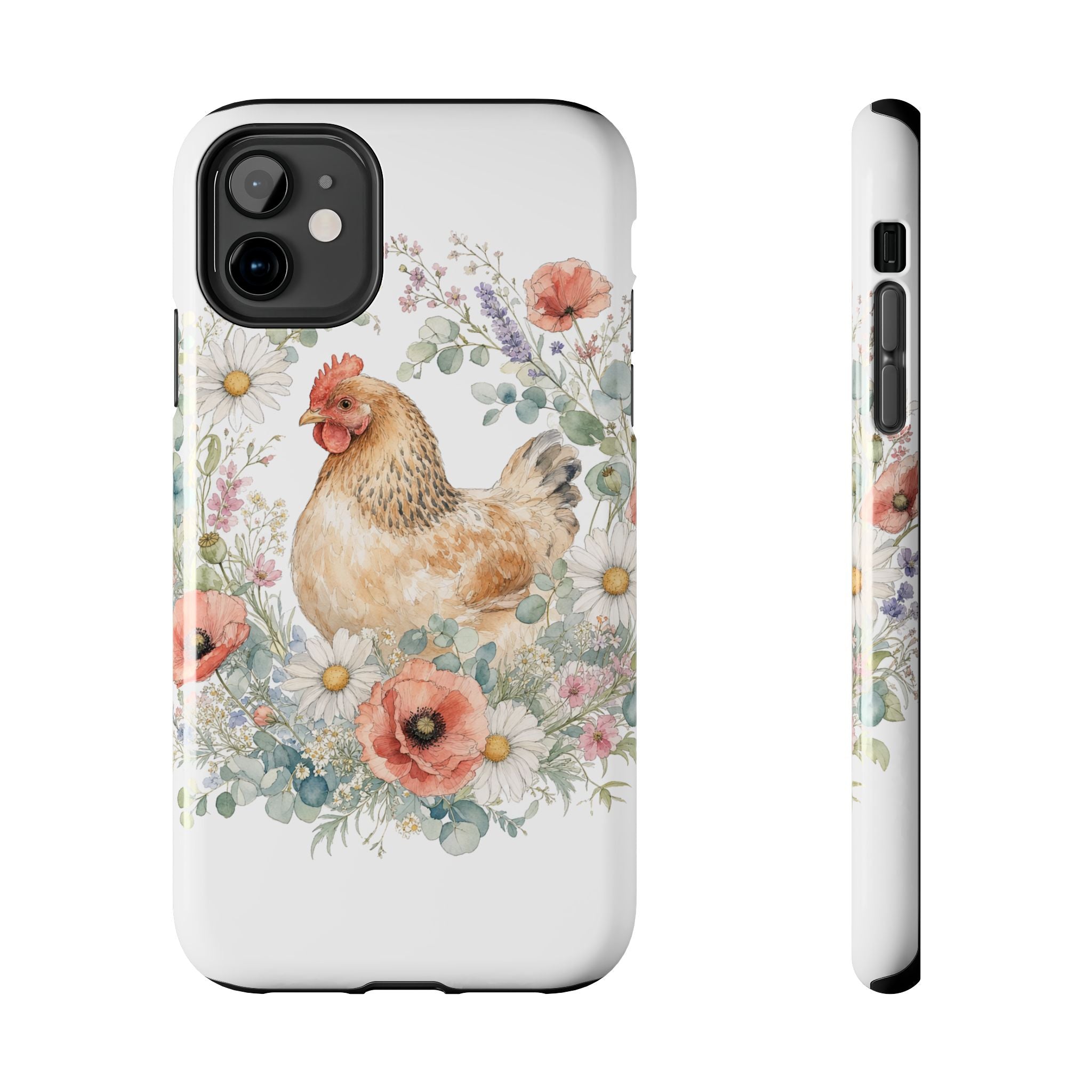 Watercolor Floral Hen Tough Phone Case