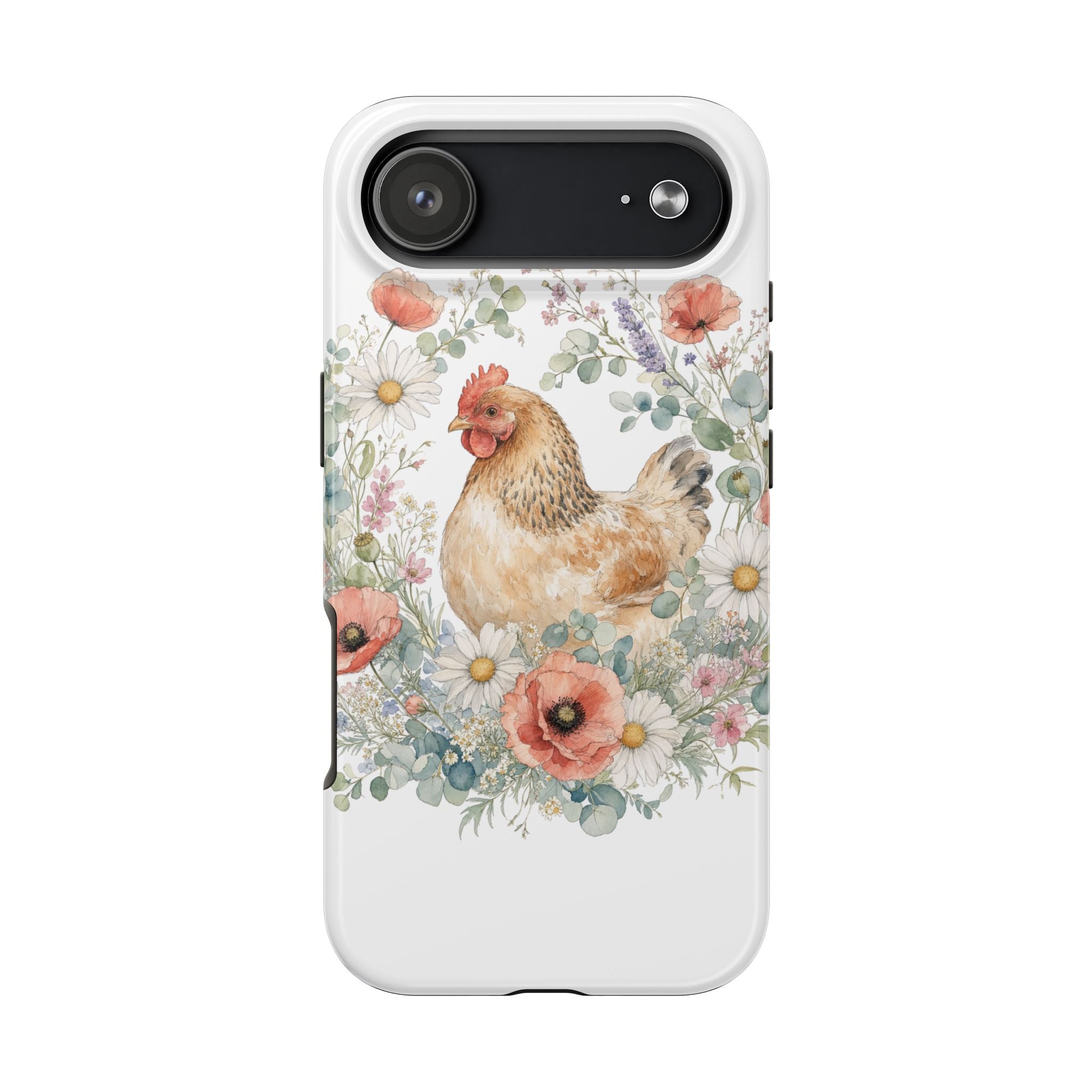 Watercolor Floral Hen Tough Phone Case