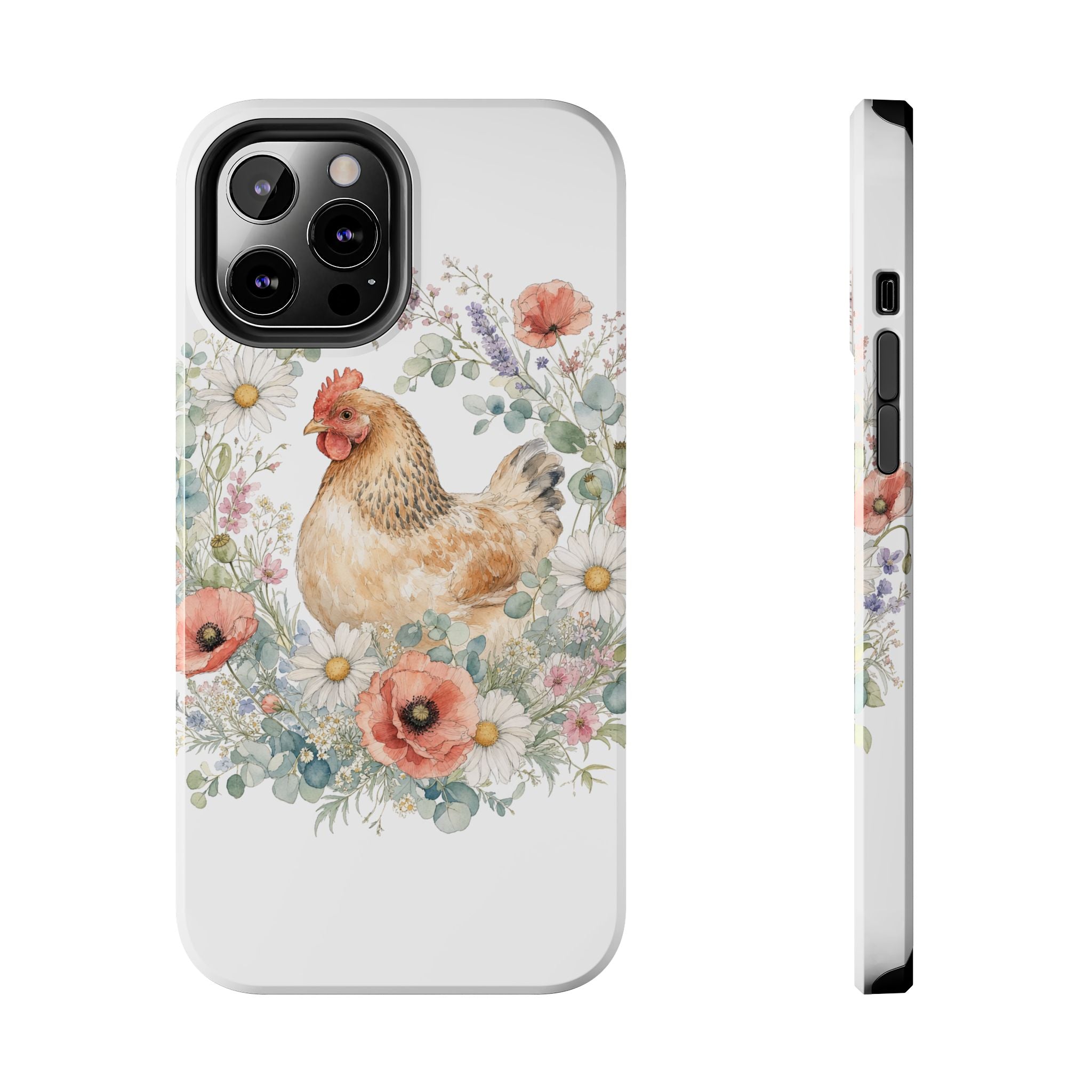 Watercolor Floral Hen Tough Phone Case