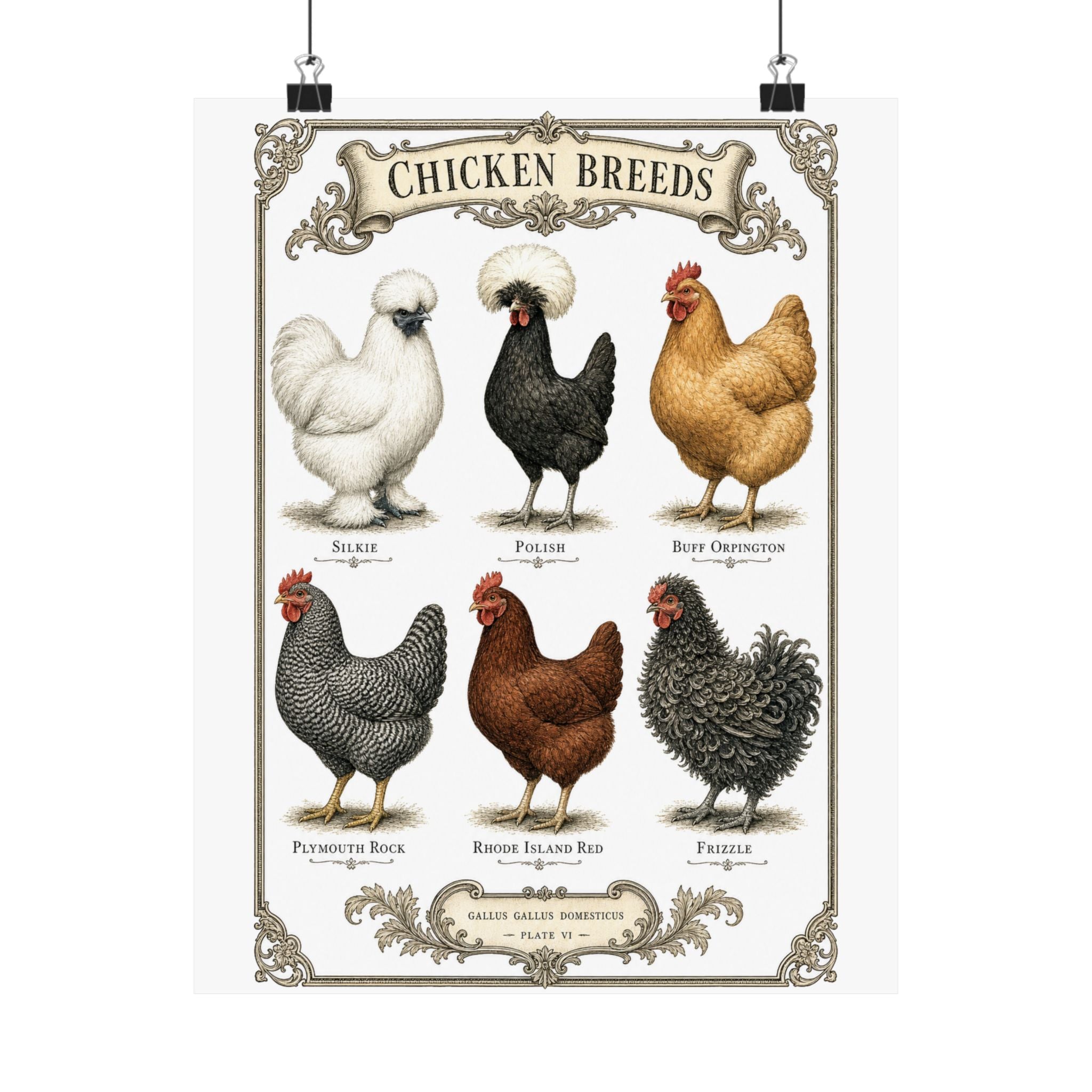 Chicken Breeds Chart Poster
