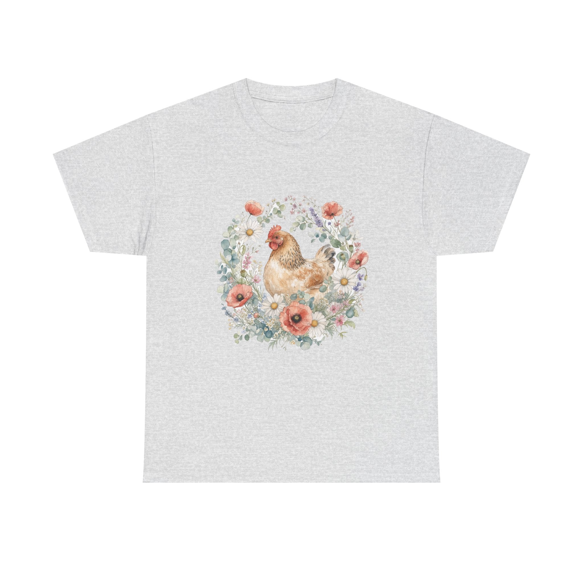 Watercolor Floral Hen Tee
