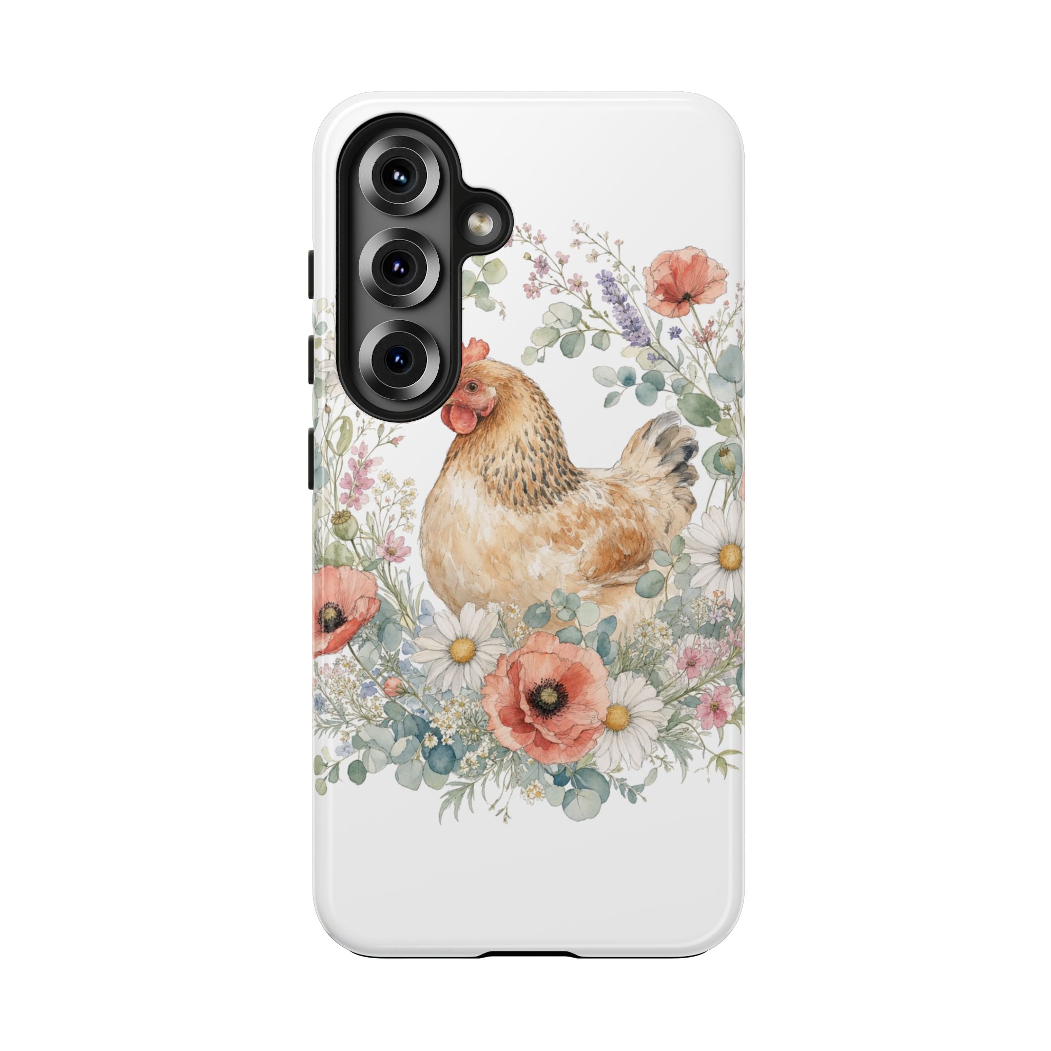 Watercolor Floral Hen Tough Phone Case