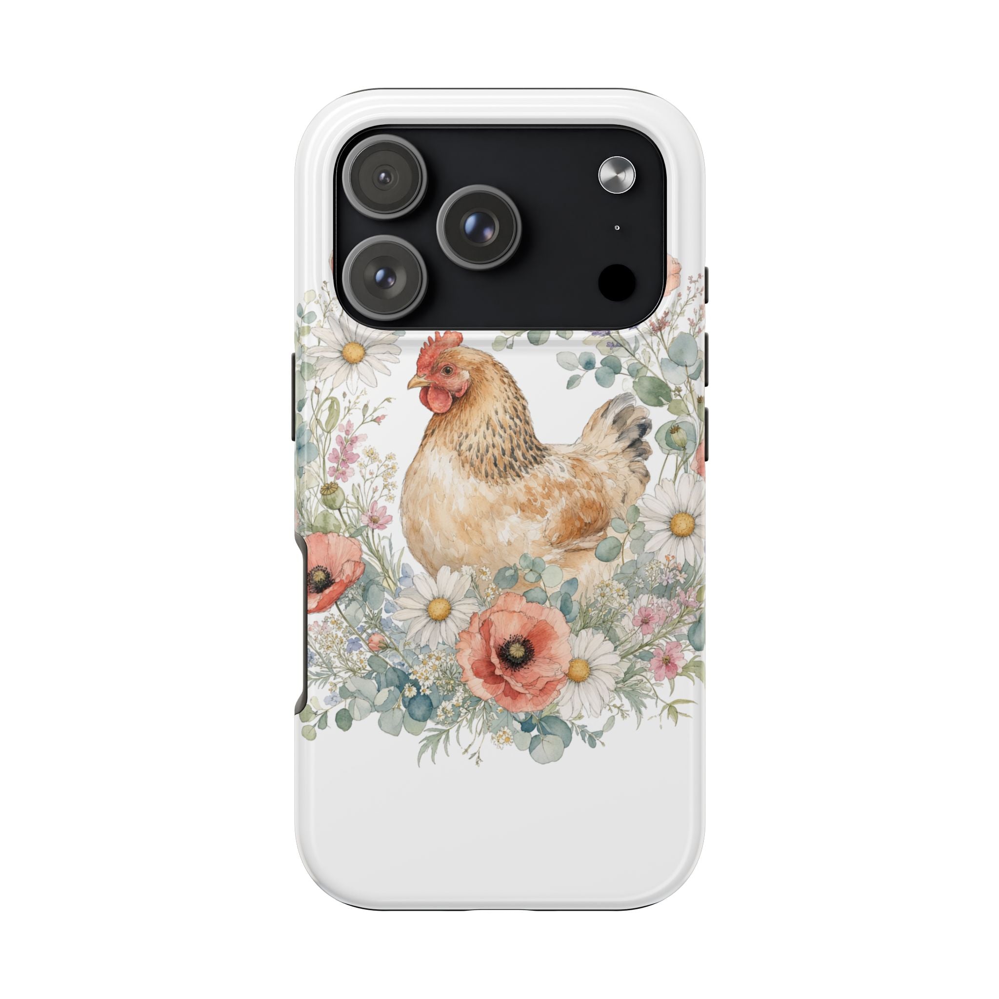 Watercolor Floral Hen Tough Phone Case