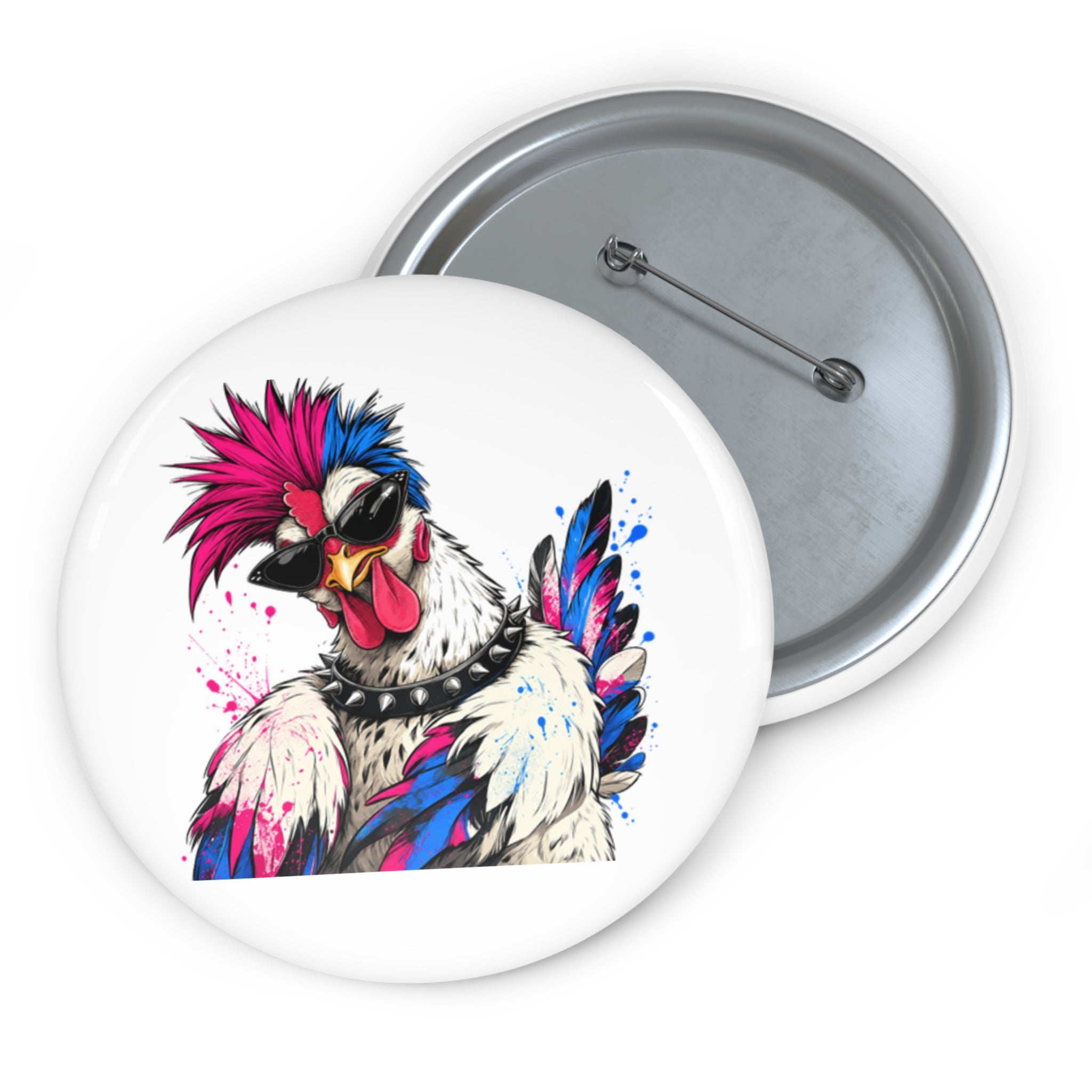 Punk Rockstar Hen Pin Button