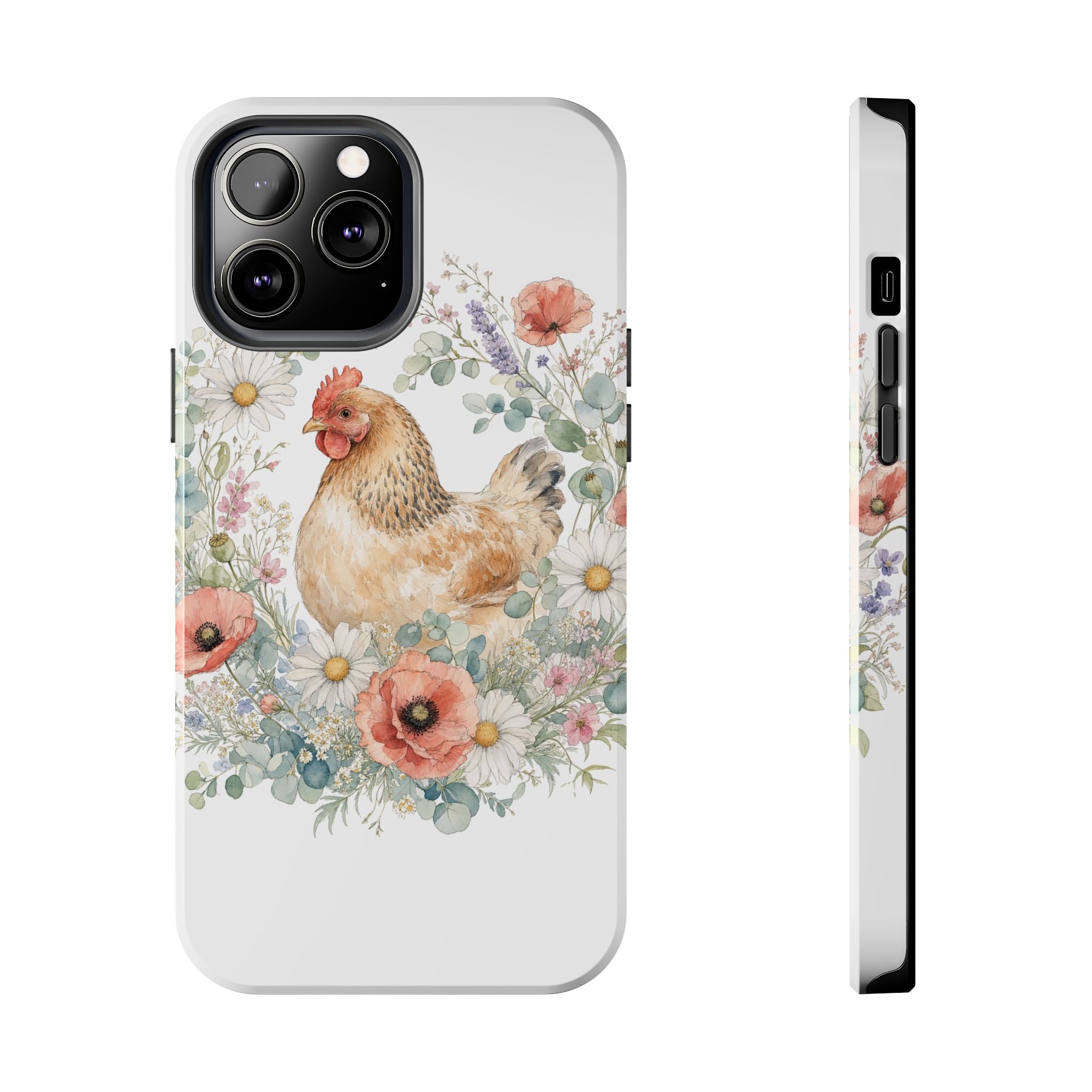Watercolor Floral Hen Tough Phone Case