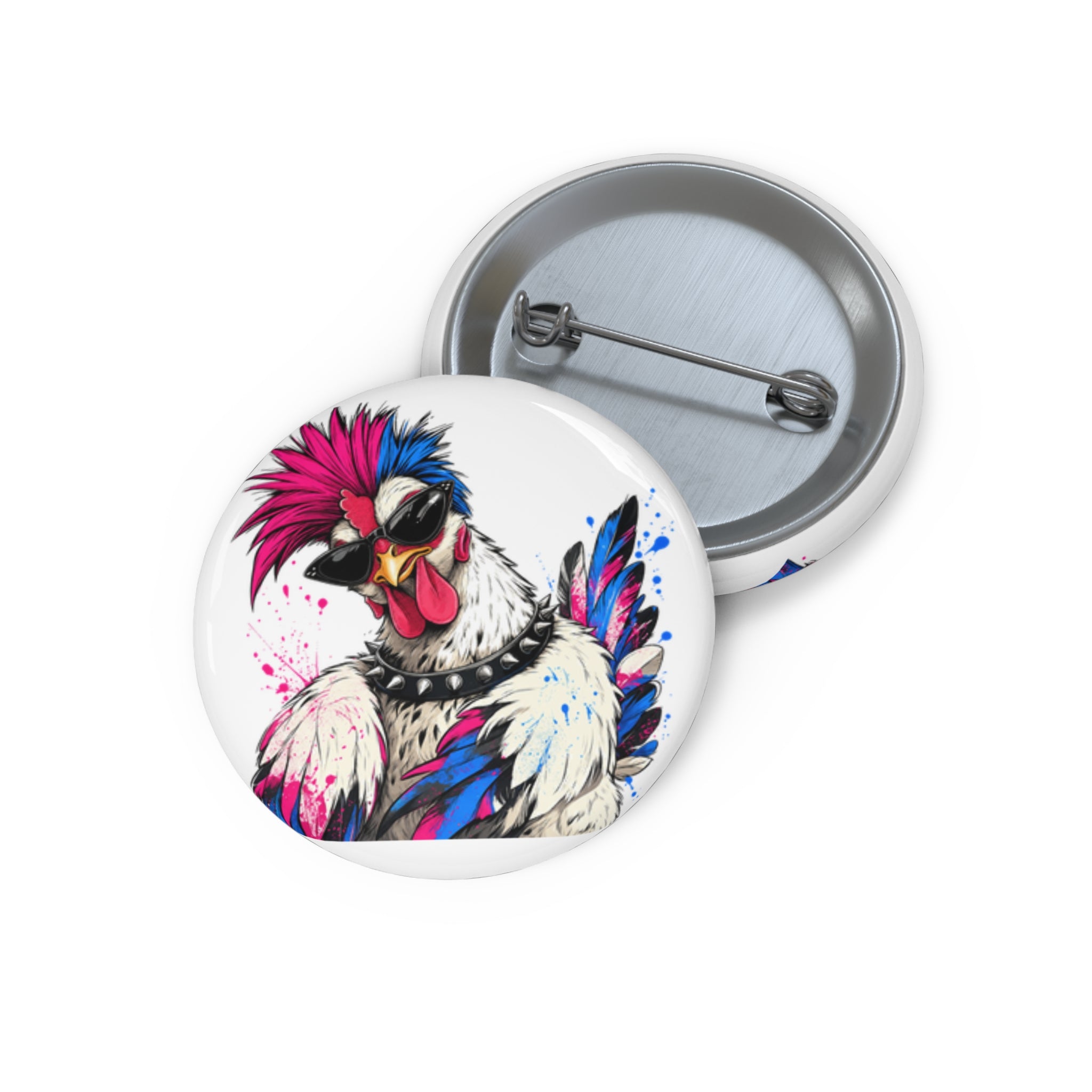 Punk Rockstar Hen Pin Button