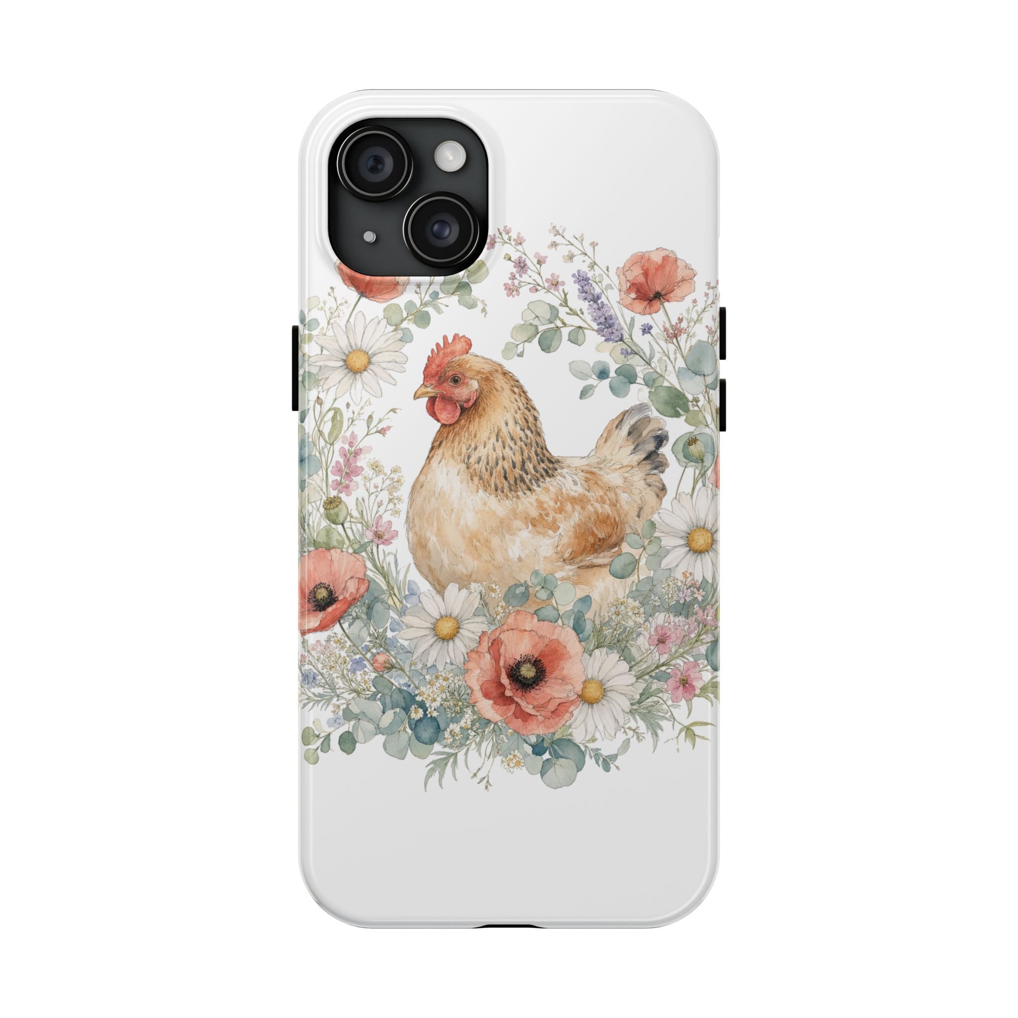 Watercolor Floral Hen Tough Phone Case